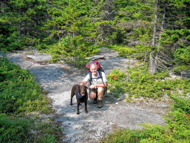 The author with his dog, backpacking in the Pemigewasset wilderness.